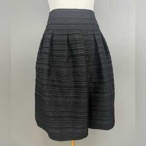 Talbots Petites Size 6P Black Textured Taffeta Pleated A-line Skirt Fully Lined